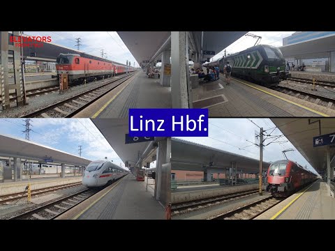 Treni [Railjet, ICE T, Desiro ecc.] in arrivo, transito e partenza a Linz Hbf. / Trains in Linz Hbf.