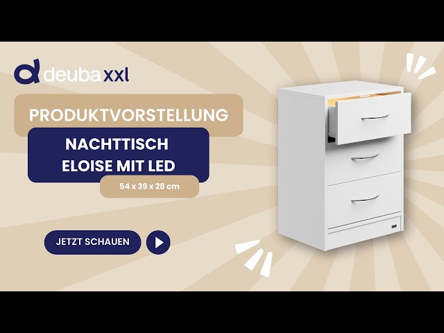 Video teaser for CASARIA® Nachttisch Eloise 54x39x28cm mit LED
