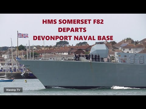 ROYAL NAVY TYPE 23 FRIGATE HMS SOMERSET F82 LEAVES DEVONPORT NAVAL BASE AND HEADS TO SEA  15.8.25