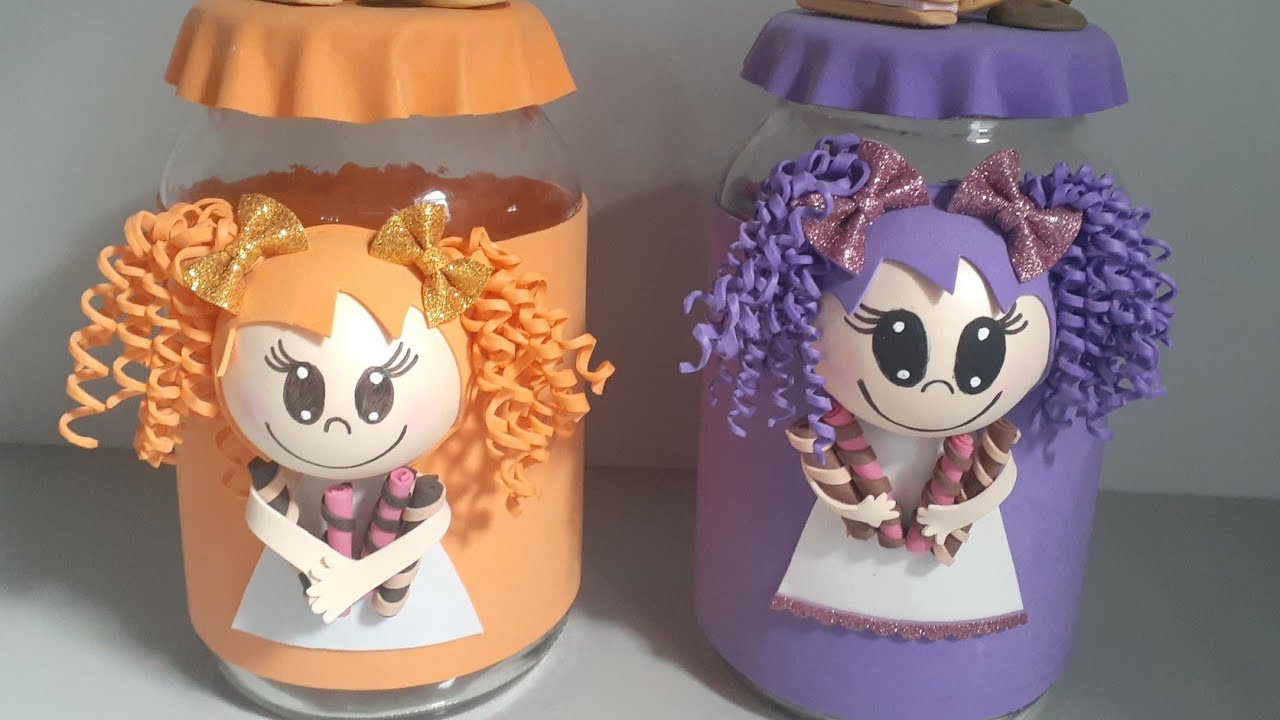 Faça e venda vidros decorados com eva #artesanato #rendaextra