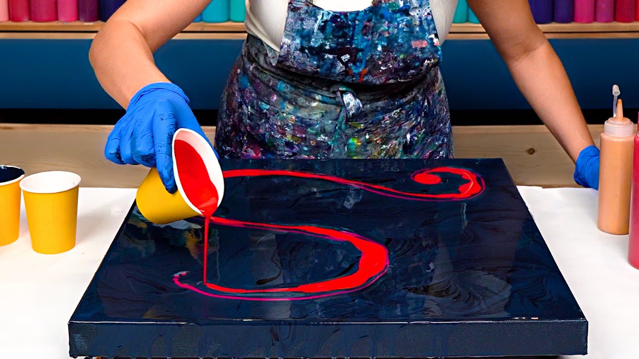 LAVA Pour🌋Feel the HEAT! Dancing Dragon New HOT Color Palette Acrylic Pouring❤️‍🔥Abstract Fluid Art