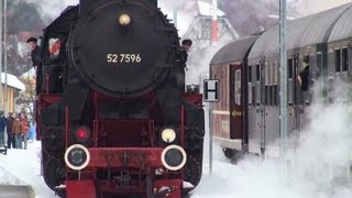 preview picture of video 'Great steam show / Lok 50 2740 und 52 7596 in Gammertingen - Kriegslok'