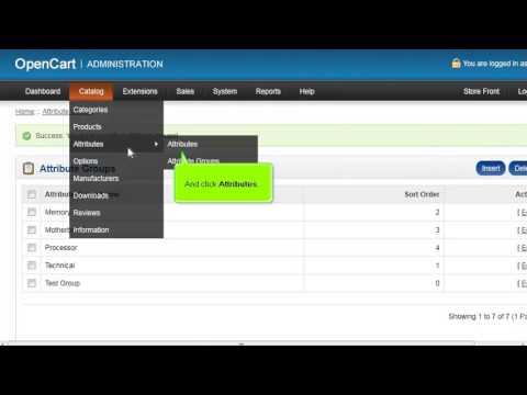How to setup product attributes in OpenCart