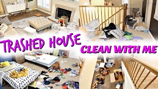 TRASHED HOUSE CLEAN WITH ME! CLEAN, DECLUTTER & ORGANIZE! INSANE 1 HOUR CLEANING MOTIVATION!