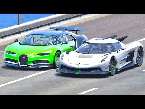 Koenigsegg Jesko Absolut vs Bugatti Chiron with NOS - Drag Race 20 km