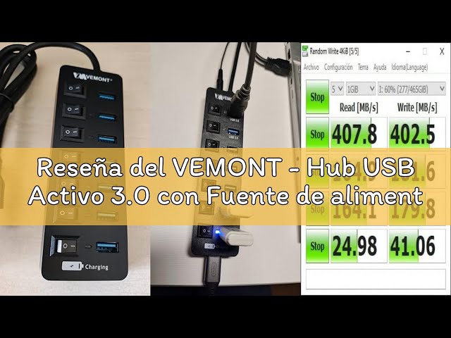 Vídeo relacionado con VEMONT - Hub USB Activo 3.0 con Fuente de alimentación, Distribuidor USB de 7 Puertos y 1 Carga Inteligente con 5 V/3 A, Divisor con Interruptor Individual y Cable de 1,2 m de Largo para PC/Ordenador