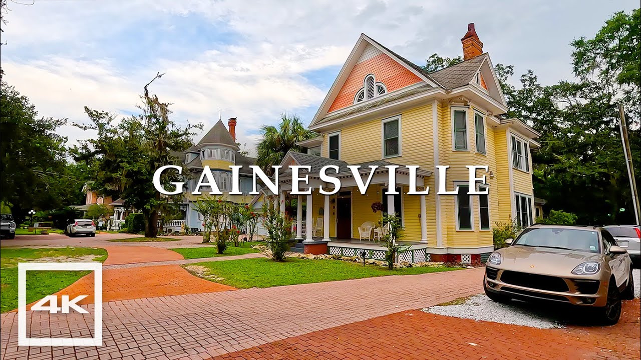 Immersive street-level walking tour through Gainesville, FL, United States, showcasing authentic urban landscapes, local architecture, and the vibrant atmosphere of the city's neighborhoods