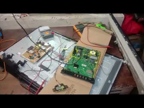 Uji coba pasang Mainboard tv panasonic di panel lcd sharp aquos