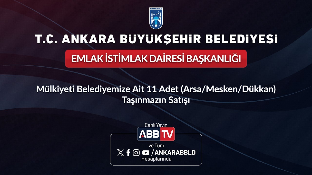 EMLAK VE İSTİMLAK DAİ BŞK-Mülkiyeti Belediyemize Ait 11 Adet (Arsa/Mesken/Dükkan) Taşınmazın Satışı