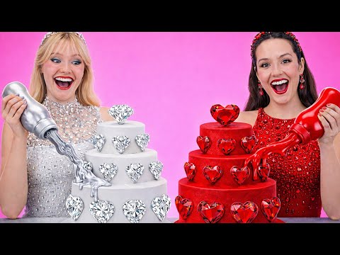 RUBY vs DIAMOND 💎❤️ Cake Decorating Challenge! Who Wins the Sparkling Battle by 123 GO!✨