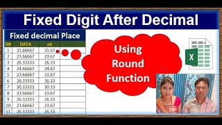 fixed digit after decimal in excel | decimal point for numeric in excel