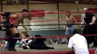 preview picture of video 'Bushwacker Luke Six man Tag match - CWA'