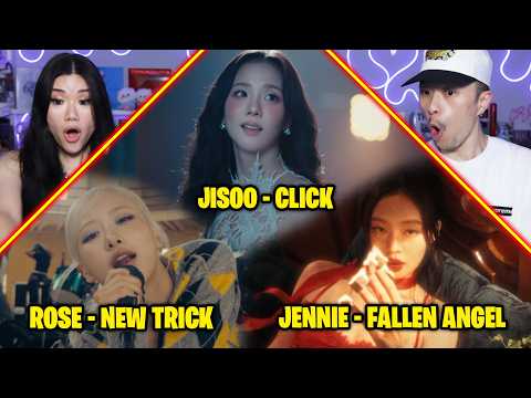 ROS&Eacute; - new trick MV + JENNIE - FALLEN ANGEL MV +JISOO - CLICK MV | REACTION + OUR INTERPRETATIONS!