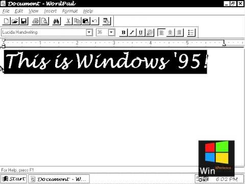 Windows 95 using the Monochrome color palette/depth