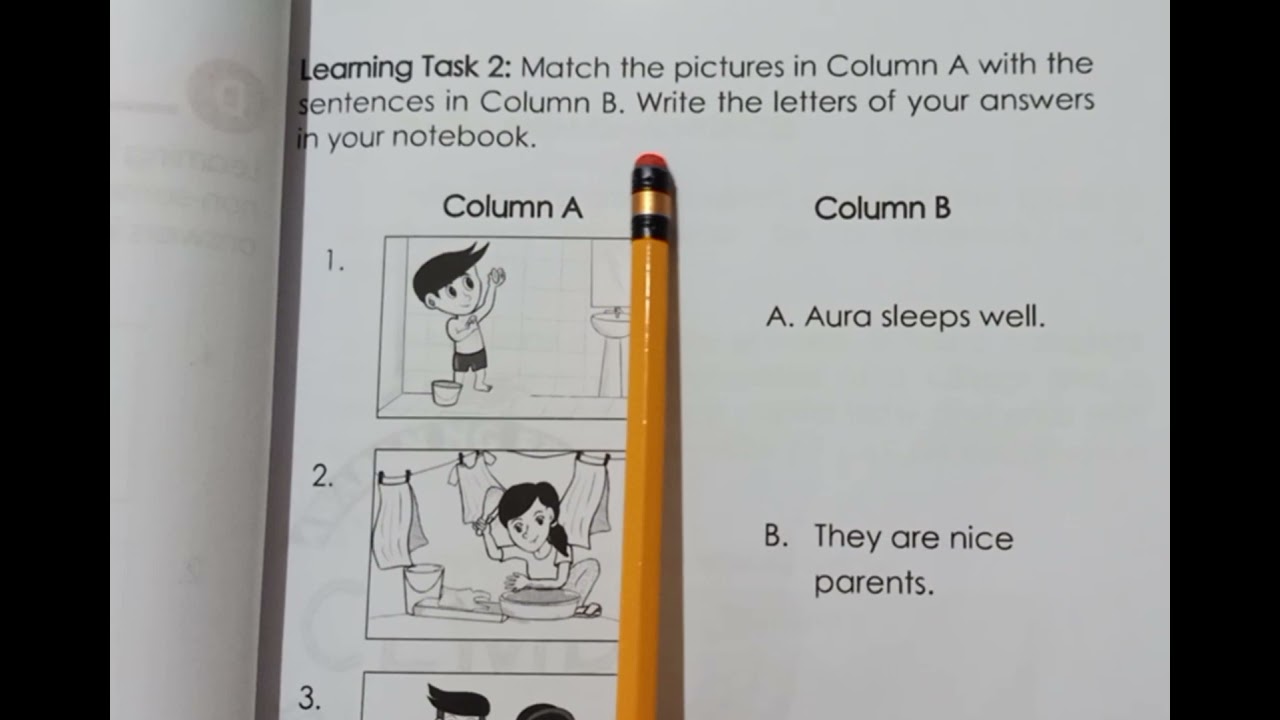 MATCH THE PICTURES IN COLUMN A WITH THE SENTENCES IN COLUMN B