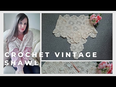 Crochet Easy Flower Shawl Beginner Tutorial | Crochet Vintage Floral Wrap & Free Written Pattern