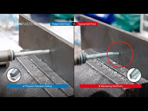BDN Fasteners® Self-Drilling Screws Drilling Speed Test (Trident Drill Point vs Typical Drill Point)