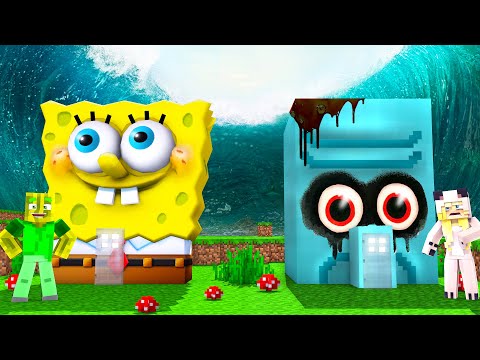 SPONGEBOB HAUS vs. THADDÄUS HAUS?! - Minecraft TSUNAMI