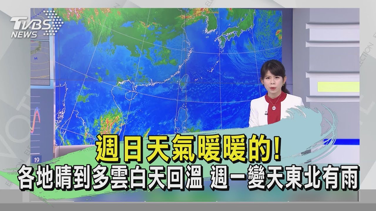 週日天氣暖暖的！各地晴到多雲白天回溫　週一變天東北有雨 
