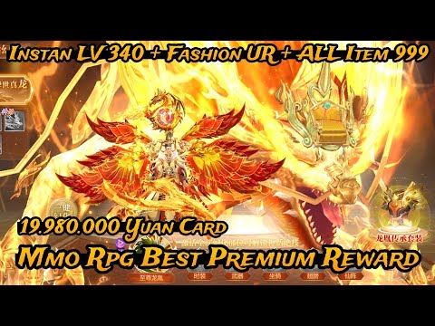 Instant LV 340 - Mmo Rpg Best Premium Reward - 19M Yuan Card + Fashion UR Mount & Wing +ALL Item 999
