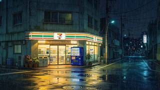 Midnight Rain in Japan 🌧️ Cozy Store Lights & Peaceful City Street Ambience