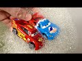 Disney Pixar Cars Fall in Water: Lightning McQueen, Chick Hicks, Sally, Doc Hudson, Francesco