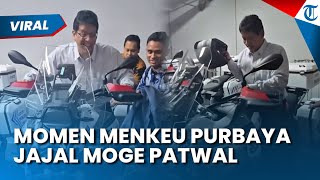 Full Senyum! Lihat Aksi Menkeu Purbaya Coba Kendarai Moge Patwal, Sempat Kesulitan Naikkan Standar
