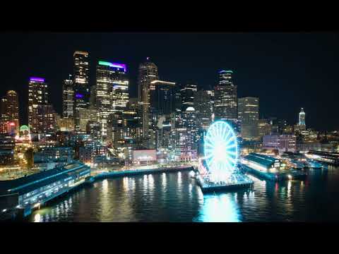October 2021 - Amazing Seattle Night Skyline by Drone [4K]