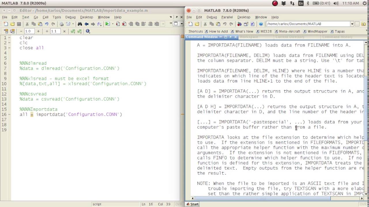 MATLAB Help - File I/O using importdata