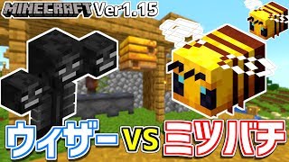 【バージョン1.15】ミツバチVSウィザーどっちが強い？【マイクラバトルロワイヤル】