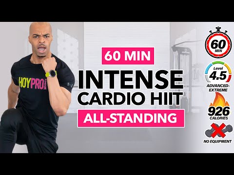 60 MIN INTENSE Cardio HIIT Workout (BURN 900 CALORIES) All Standing, No Equipment, No Repeat