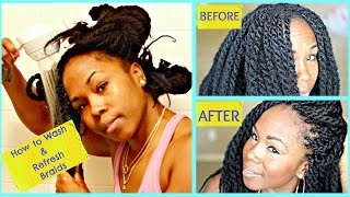 How to Wash Braids &amp; Refresh Your Edges || Simple Shampoo Method With Edge Refresh