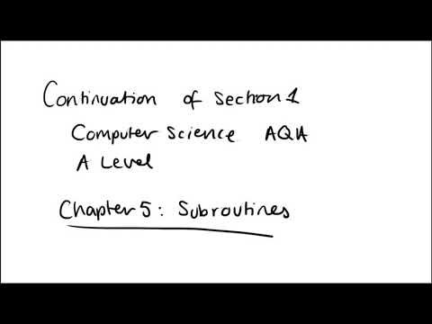 Computer Science AQA A Level Chapter 5: Subroutines