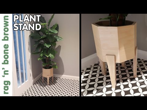 Geometric Plywood Plant Stand With Continuous Grain