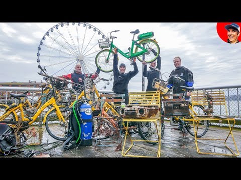 FOUND 7 Bikes in Ocean 37' Deep Scuba Diving Seattle Great Wheel Video