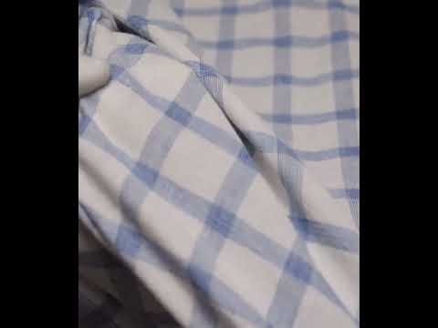 Check Cream & Blue Pure Cotton 93 GSM Handwoven Fabric — video