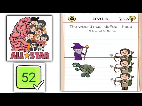 Brain test All Star level 52 the wizard must defeat those three archers Gameplay Walkthrough
