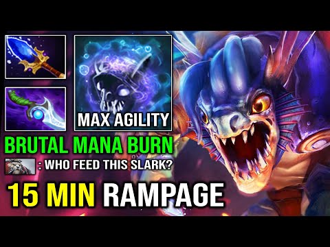 15 MIN RAMPAGE Super 1v5 Mana Burn First ITEM Echo Sabre Slark Max Agility EZ 20Min GG Dota 2