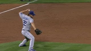 LAD@OAK: Kershaw fires ball into his own dugout