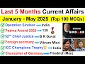 Last 5 Months Current Affairs 2025 Current Affairs 2025 Top 100 Important Current Affairs