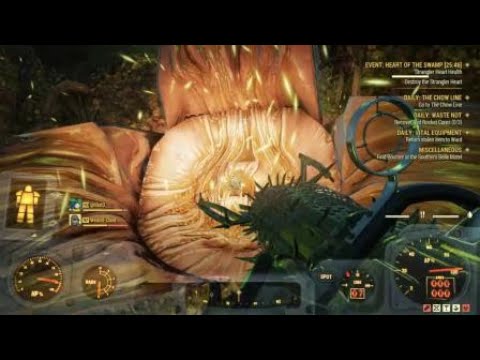 Fallout 76 - Bash Damage Miniguns vs Strangler Heart