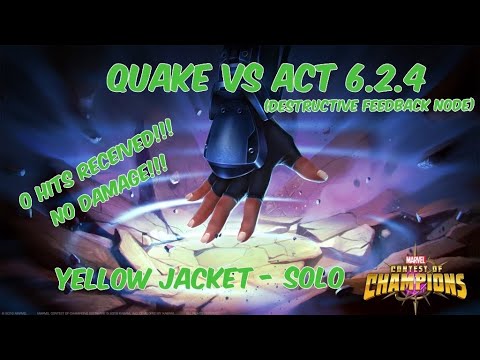 Quake vs Act 6.2.4 (Destructive Feedback) Yellow Jacket - Solo!!! - 0 Hits!!! - MCOC