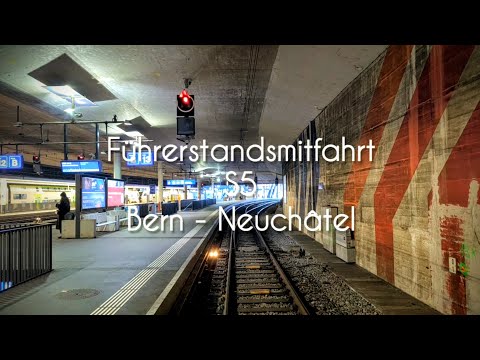 Cab ride on the S5 from Bern to Neuchâtel in a BLS RABe 525.