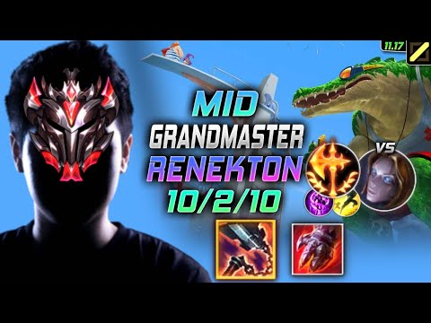 GrandMaster Renekton MID vs Orianna - 천상계 미드 레넥톤 템트리 룬 선혈 정복자 レネクトン Ренектон 荒漠屠夫 - LOL KR 11.17