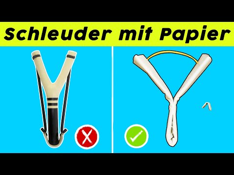 Papier Waffen. Wie man eine sehr starke Schleuder mit Papier machen - Spielzeugwaffe