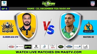 LIVE US OPEN CRICKET 2022 MATCH#22 QF4 Clarion County Asia United X Vs Masters CC DAY7