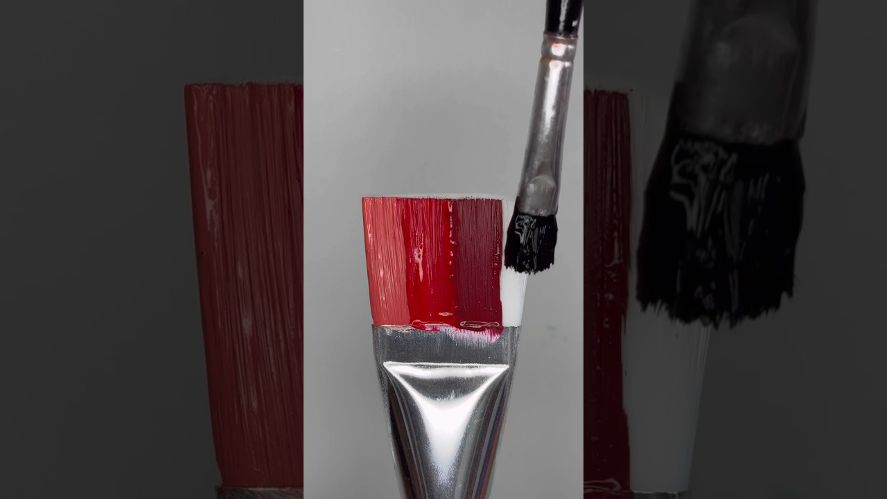 Big Brush Painting Using 4 Colors! ❤️ #visualart