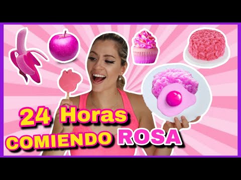 24 HORAS COMIENDO ROSA | RETO COMIDA POR COLORES | NatyGloss
