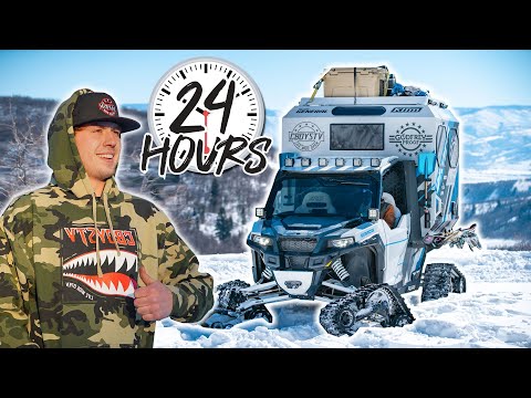 The Ultimate Mountain Machine!! Polaris General with Tracks! (Surviving 24 hours in the mountains)