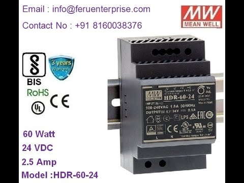 Hdr-60-24 meanwell smps power supply, output voltage: 24vdc,...